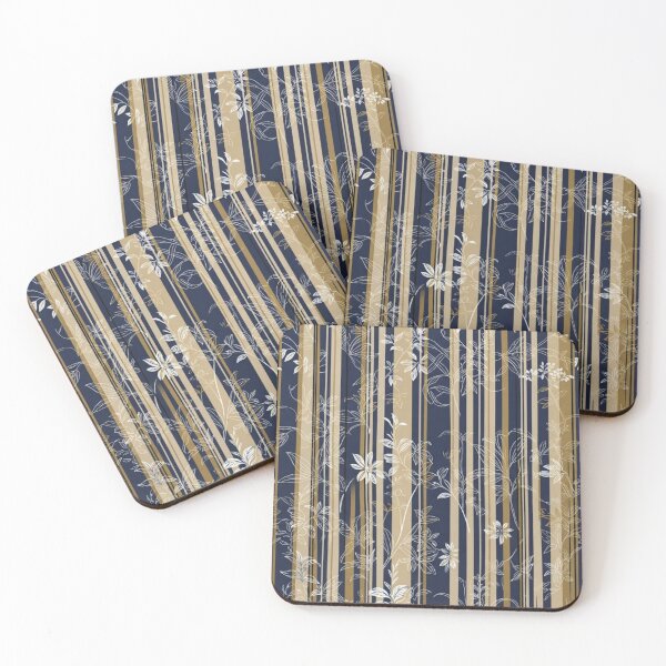 Item preview, Modern Japanese Kimono Stripe with Elegant Floral Line Art Pattern designed and sold by Kokeshidreams.