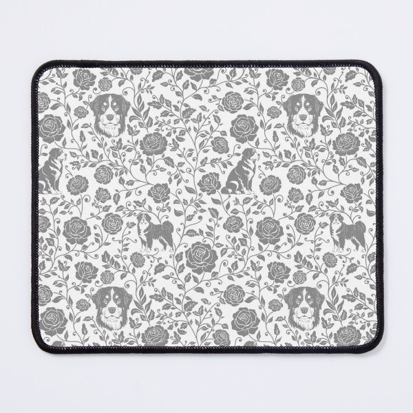 Item preview, Bernese Mountain Dog Floral Pattern | Elegant Botanical Dog Design Grey designed and sold by WildLakePatterns.