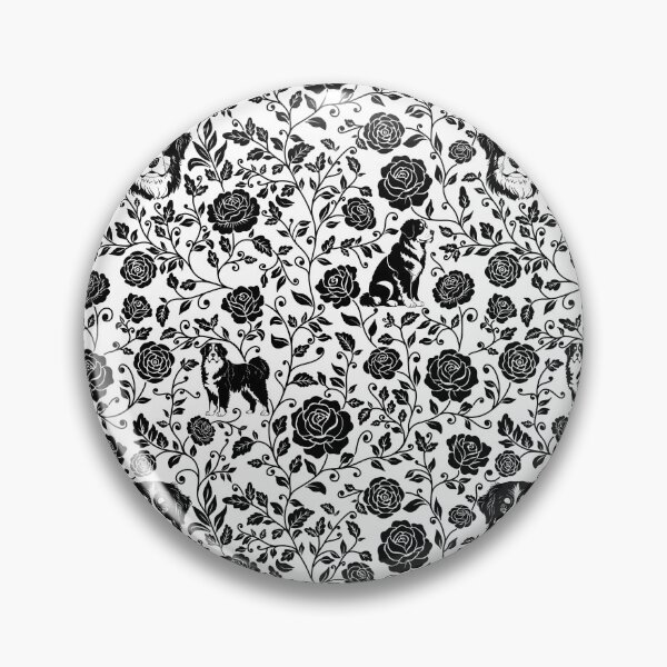 Item preview, Bernese Mountain Dog Floral Pattern | Elegant Botanical Dog Design Black designed and sold by WildLakePatterns.