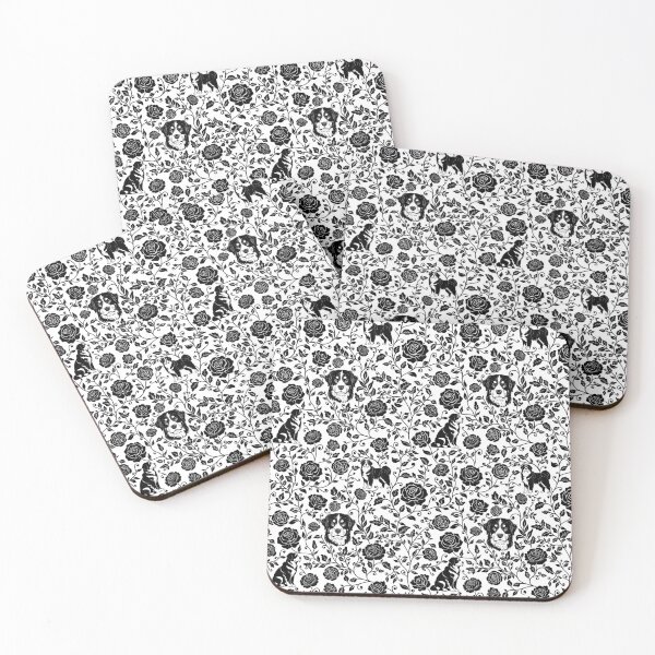 Item preview, Bernese Mountain Dog Floral Pattern | Elegant Botanical Dog Design Black designed and sold by WildLakePatterns.