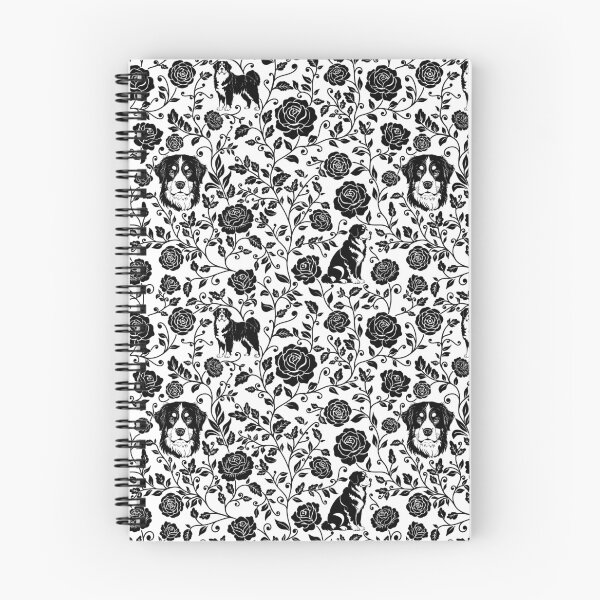Item preview, Bernese Mountain Dog Floral Pattern | Elegant Botanical Dog Design Black designed and sold by WildLakePatterns.