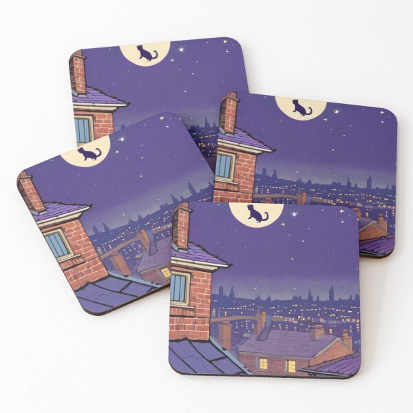 Item preview, Illustration - Stylized and lunar feline, Fantastic children's tale scene designed and sold by World-Pets.
