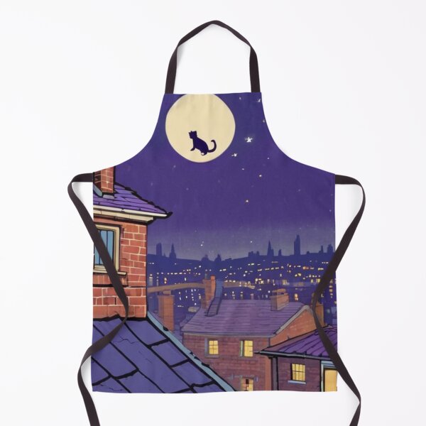 Item preview, Illustration - Stylized and lunar feline, Fantastic children's tale scene designed and sold by World-Pets.