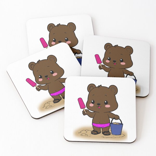 Item preview, Cute Little Bear at the Beach with Popsicle and Sand Bucket designed and sold by yornimaalfana15.