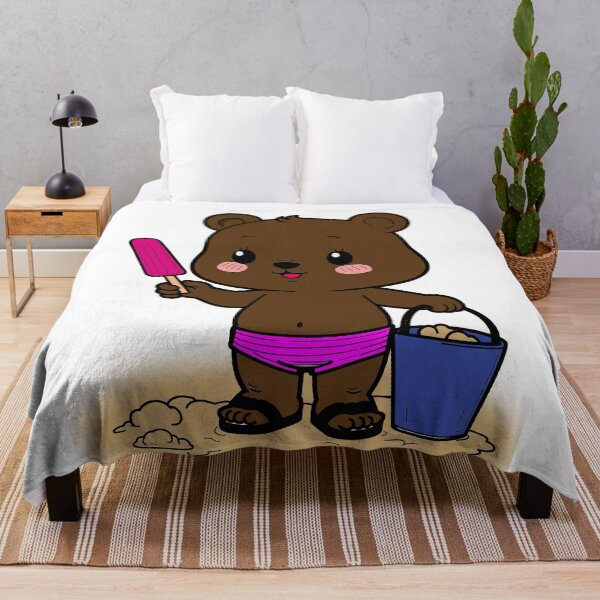 Item preview, Cute Little Bear at the Beach with Popsicle and Sand Bucket designed and sold by yornimaalfana15.