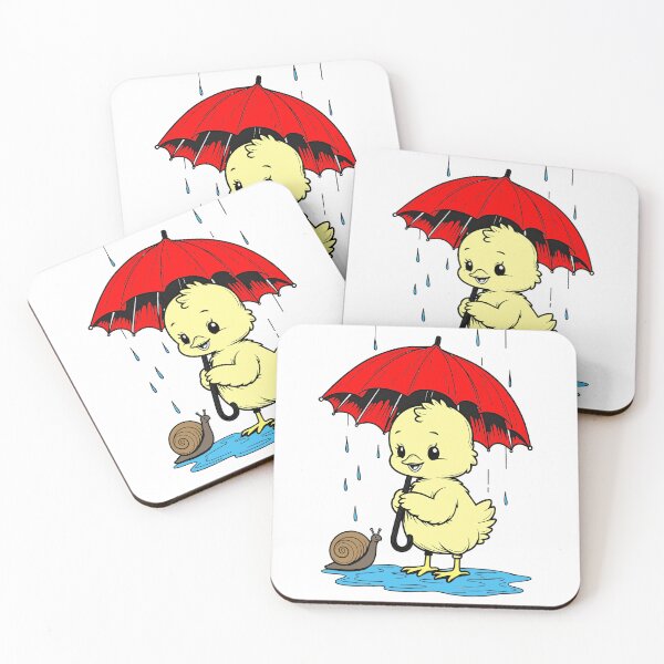 Item preview, Cute Cartoon Duckling with a Red Umbrella and Snail designed and sold by yornimaalfana15.