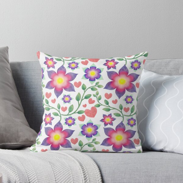 Item preview, Watercolor Floral Hearts Pattern | Romantic Pink Purple Flowers Botanical Seamless Design designed and sold by HopeAndHustle.