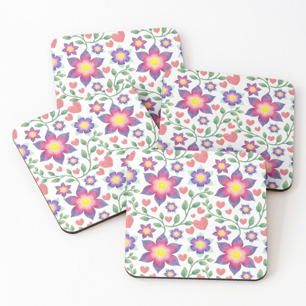 Item preview, Watercolor Floral Hearts Pattern | Romantic Pink Purple Flowers Botanical Seamless Design designed and sold by HopeAndHustle.