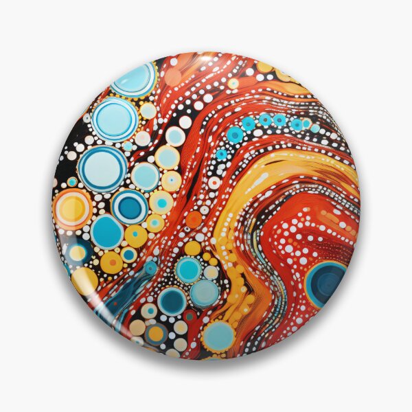 Item preview, Aboriginal Inspired Dot Art - Crimson Turquoise Fluid Abstract Pattern designed and sold by GrinGalore.