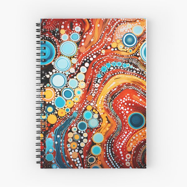 Item preview, Aboriginal Inspired Dot Art - Crimson Turquoise Fluid Abstract Pattern designed and sold by GrinGalore.