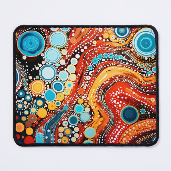 Item preview, Aboriginal Inspired Dot Art - Crimson Turquoise Fluid Abstract Pattern designed and sold by GrinGalore.