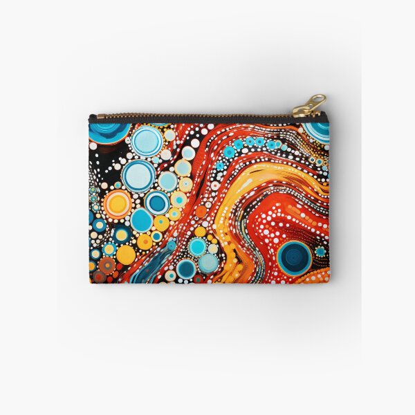 Item preview, Aboriginal Inspired Dot Art - Crimson Turquoise Fluid Abstract Pattern designed and sold by GrinGalore.