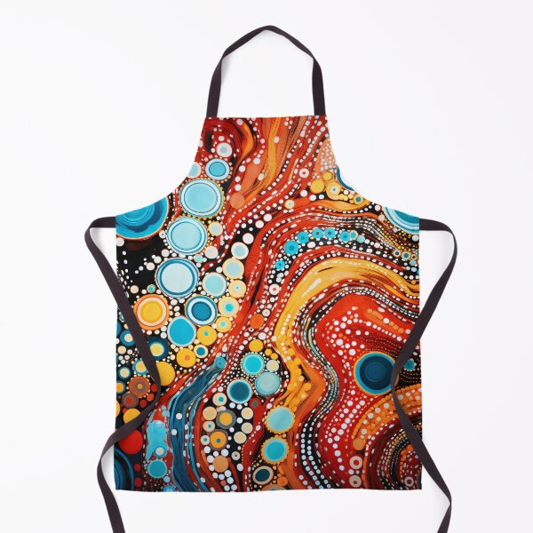 Item preview, Aboriginal Inspired Dot Art - Crimson Turquoise Fluid Abstract Pattern designed and sold by GrinGalore.