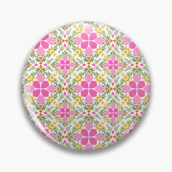 Item preview, Pink Petal Design with Green and Yellow on White Pattern designed and sold by TeeGeeTees.