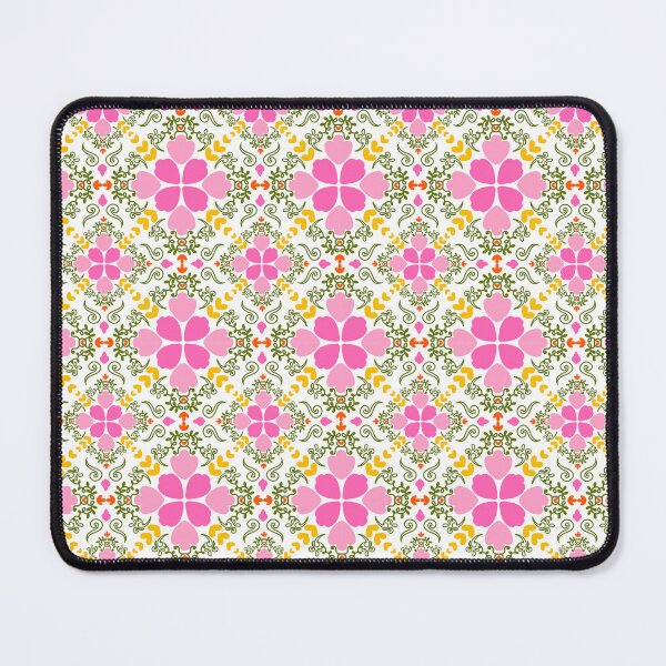 Item preview, Pink Petal Design with Green and Yellow on White Pattern designed and sold by TeeGeeTees.
