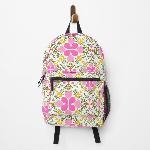 Item preview, Pink Petal Design with Green and Yellow on White Pattern designed and sold by TeeGeeTees.
