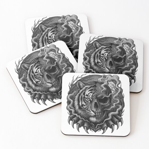 Item preview, Monochrome Split Tiger Skull Smoke Claws designed and sold by DKSH1234.