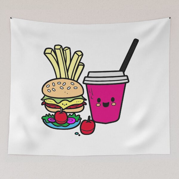 Item preview, Cute Cartoon Fast Food Set with Burger, Fries, and Soda designed and sold by yornimaalfana15.