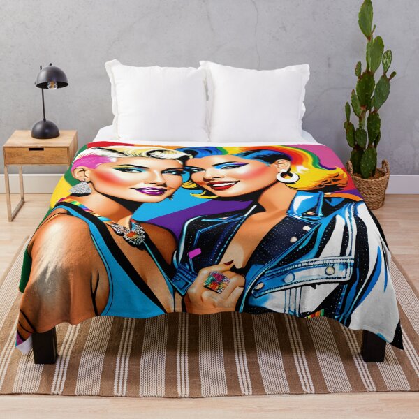 Item preview, 80s Pop Art Lesbian Couple Rainbow Pride designed and sold by whimsiqueer.