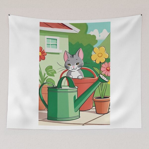 Item preview, Illustration - Stylized Domestic Feline, Colorful Bucolic Scene designed and sold by World-Pets.