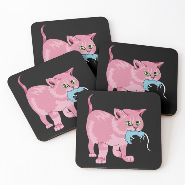 Item preview, Viciously Cute Funny Pink Cat Catching Toy Mouse Art designed and sold by macpeterse.
