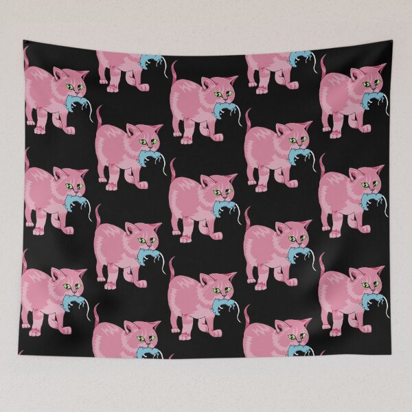 Item preview, Viciously Cute Funny Pink Cat Catching Toy Mouse Art designed and sold by macpeterse.