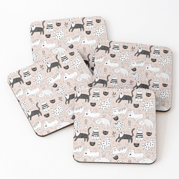 Item preview, Black and White Cats Allover Pattern designed and sold by TeeGeeTees.