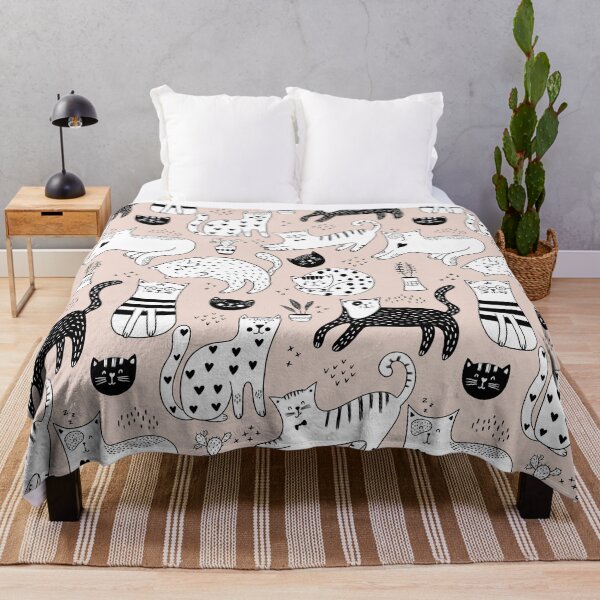 Item preview, Black and White Cats Allover Pattern designed and sold by TeeGeeTees.