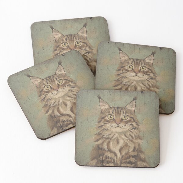 Item preview, Bewildered Maine Coon Folk Art Cat Portrait designed and sold by PictorialWhimsy.