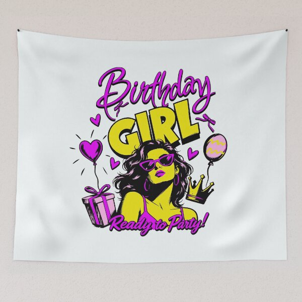 Item preview, Birthday Girl Ready to Party Trendy Celebration Sticker designed and sold by illeN-Art-World.