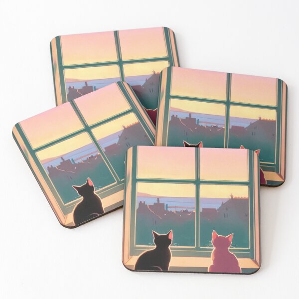 Item preview, Illustration - Stylized Feline and Nighttime Ambience, Daydream by the Window designed and sold by World-Pets.