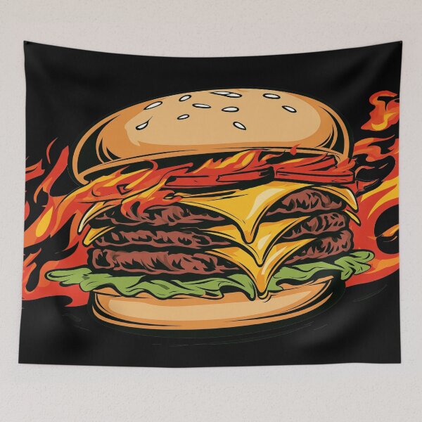 Item preview, Flaming Burger Art designed and sold by Living With Dan.