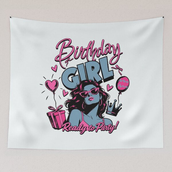 Item preview, Birthday Girl Ready to Party Retro Pop Art Mug & Tote designed and sold by illeN-Art-World.