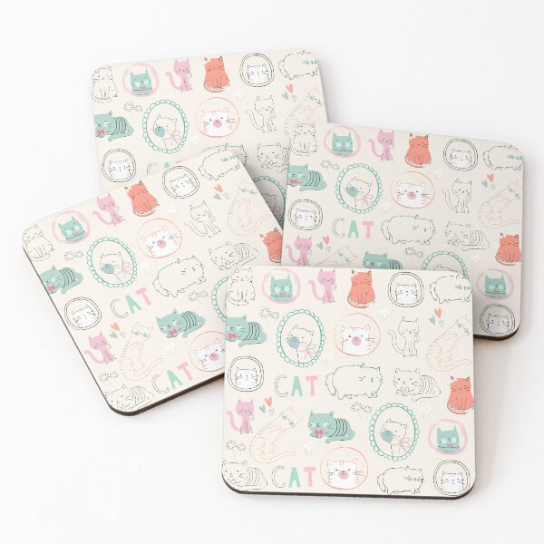 Item preview, Cats Galore Green Orange Black and White on Off-White Allover Background  designed and sold by TeeGeeTees.