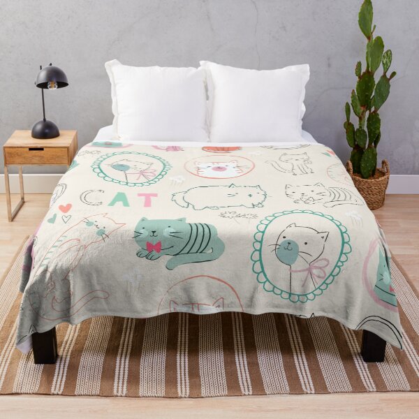 Item preview, Cats Galore Green Orange Black and White on Off-White Allover Background  designed and sold by TeeGeeTees.
