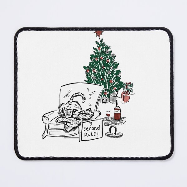 Item preview, Christmas cat on chair with "3 second rule" sign designed and sold by KPlayerAdhder.