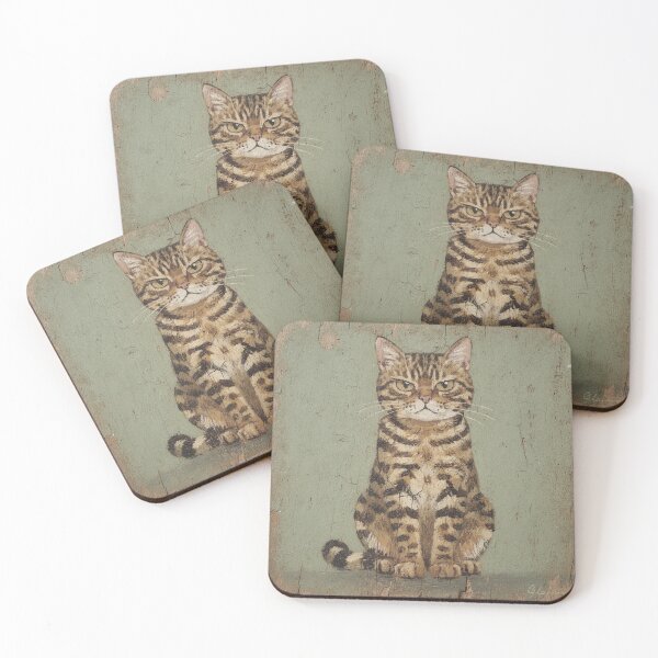 Item preview, Judgy Bengal Cat Naive Folk Art Painting designed and sold by PictorialWhimsy.