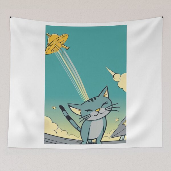 Item preview, Illustration - Stylized Feline Character, Colorful Space Adventure designed and sold by World-Pets.
