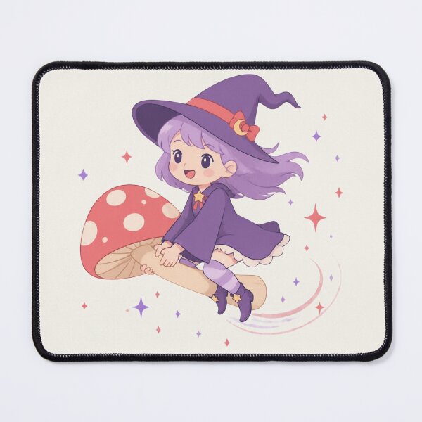Item preview, Flying Mushroom Witch – Cute Kawaii Halloween Sticker designed and sold by Cerys-GS.