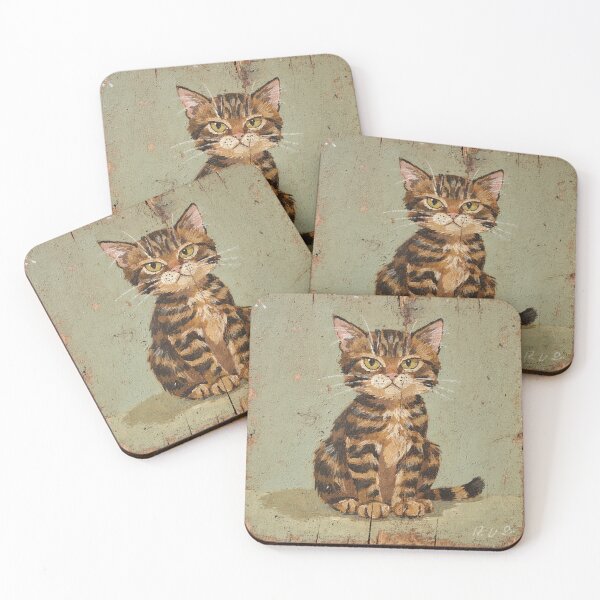 Item preview, Cross-Eyed Tortie Kitten Naive Folk Art Cat designed and sold by PictorialWhimsy.