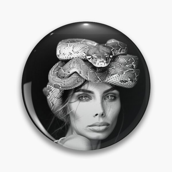 Item preview, Medusa Portrait with Serpent Crown Monochrome Mythology Art designed and sold by inkoutninja.