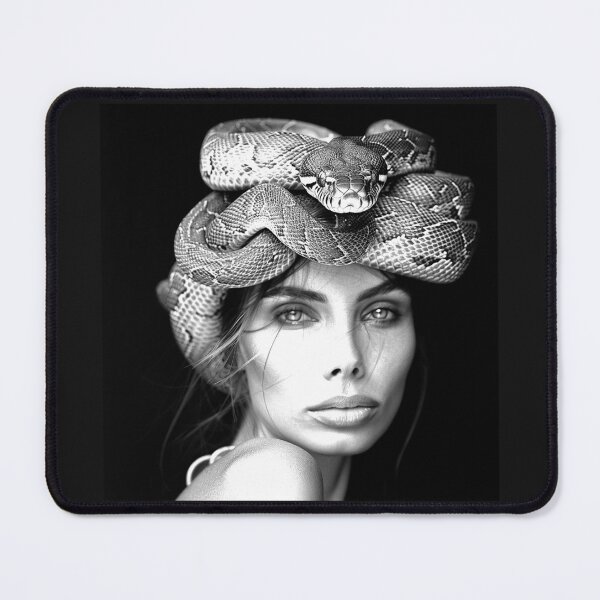 Item preview, Medusa Portrait with Serpent Crown Monochrome Mythology Art designed and sold by inkoutninja.