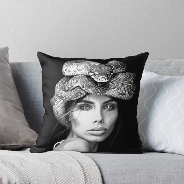 Item preview, Medusa Portrait with Serpent Crown Monochrome Mythology Art designed and sold by inkoutninja.