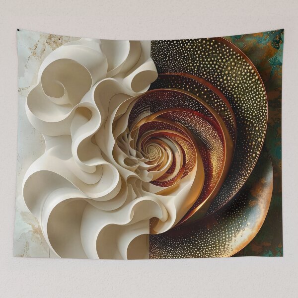 Item preview, Abstract Spiral Composition in Copper and White designed and sold by Vicky Brago-Mitchell®.