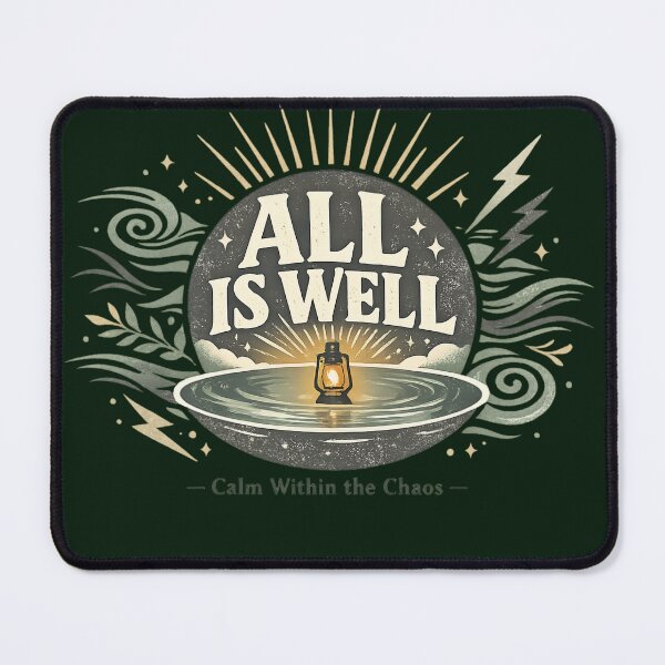 Item preview, All Is Well Vintage Typography T-Shirt | Minimalist Lantern Nature Quote | Inspirational Retro Aesthetic Design designed and sold by Bhaskar Digital Art.
