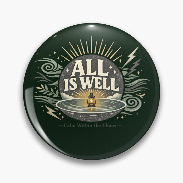 Item preview, All Is Well Vintage Typography T-Shirt | Minimalist Lantern Nature Quote | Inspirational Retro Aesthetic Design designed and sold by Bhaskar Digital Art.