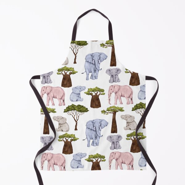 Item preview, Pink Blue and Grey Elephants with Trees Allover Pattern designed and sold by TeeGeeTees.