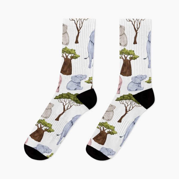 Item preview, Pink Blue and Grey Elephants with Trees Allover Pattern designed and sold by TeeGeeTees.