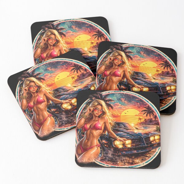 Item preview, Retro Beach Sunset Convertible designed and sold by CosmicDreamAI.