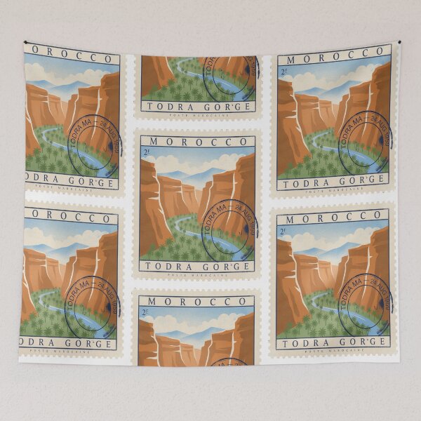 Item preview, Todra Gorge Morocco Canyon Oasis Valley Stamp Sticker designed and sold by stickercuffs.